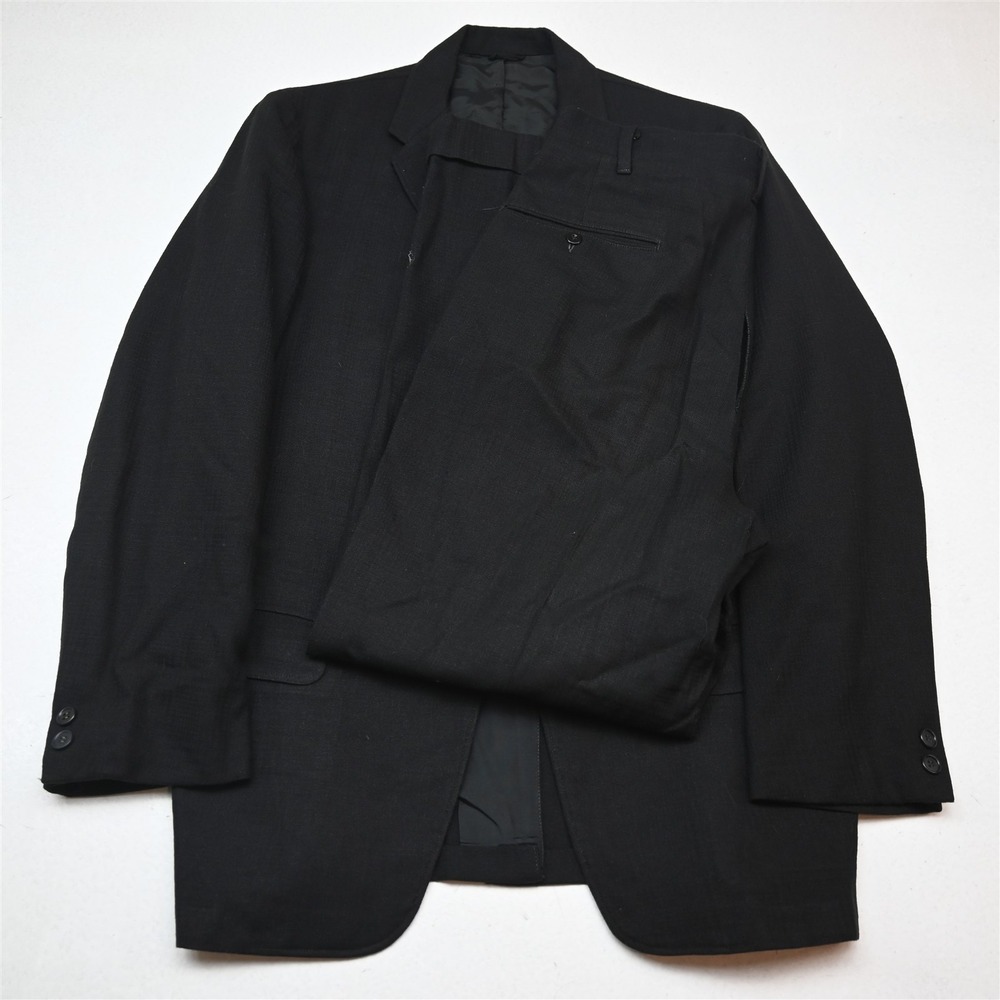 Vtg 50s 60s 40S 30x30 Black Check Wool Mens Jacket Pants Suit